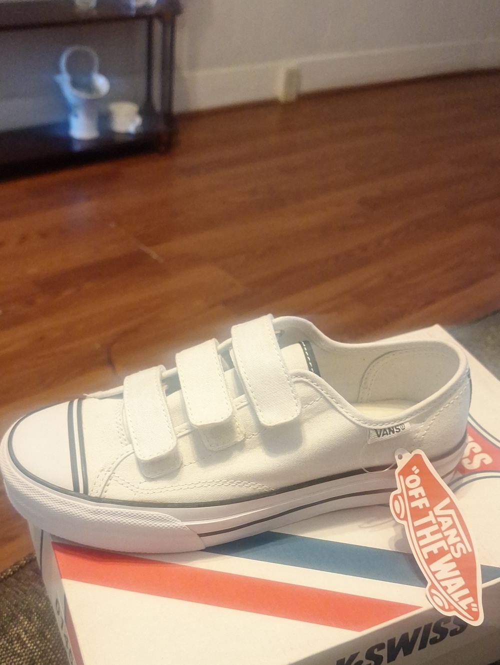 Vans Kids White Canvas Velcro Sneakers
